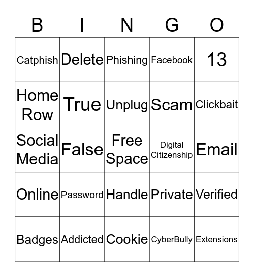 Digital Citizenship  Bingo Card