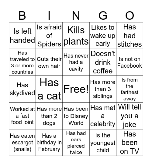 Find Someone Who... Bingo Card