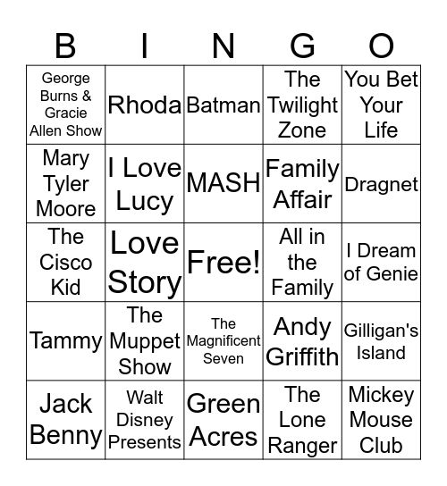 "Name that Tune" Bingo Card