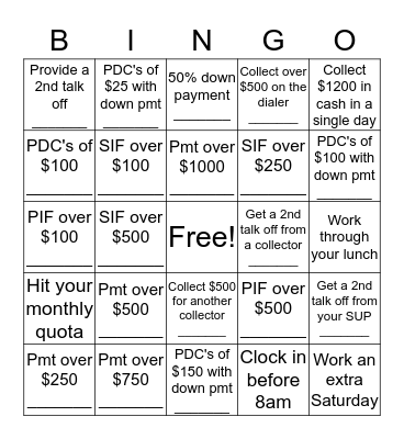 PRS Collector Contest for September Bingo Card