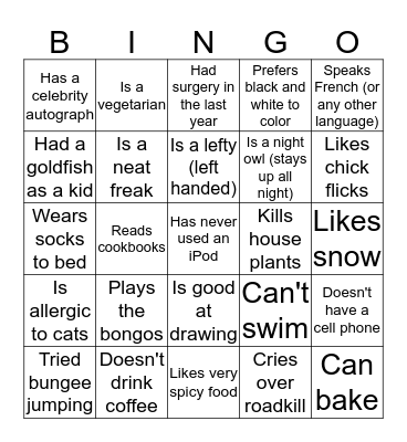 People BINGO Card