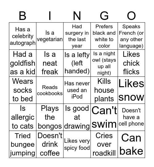 People BINGO Card