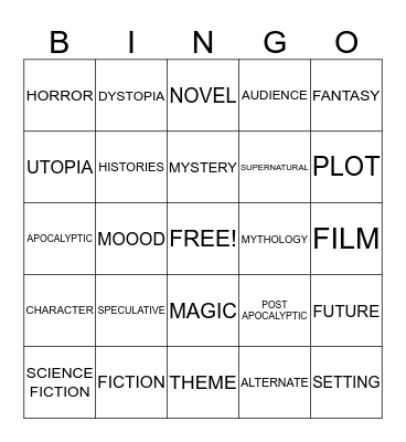 SPECULATIVE FICTION Bingo Card