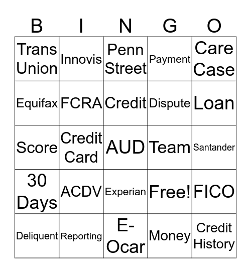 Care Bingo Card