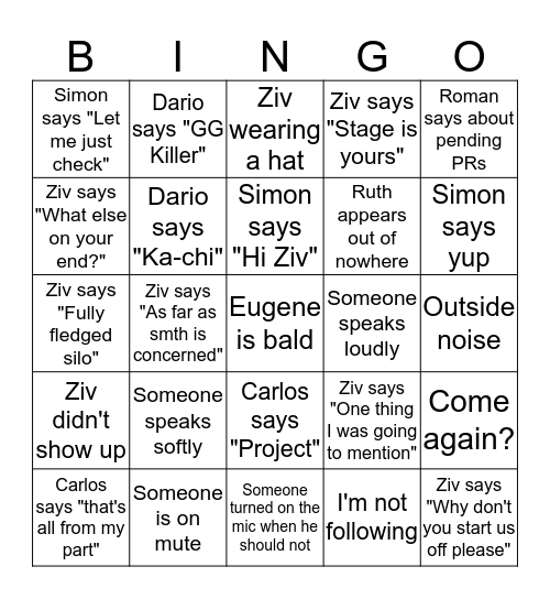 Roadz Bingo Card