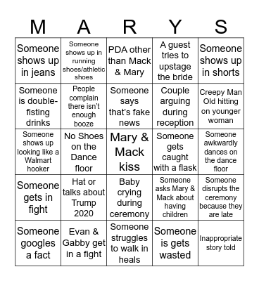 Wedding Bingo Card