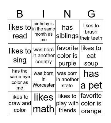 Ice Breaker Bingo Card