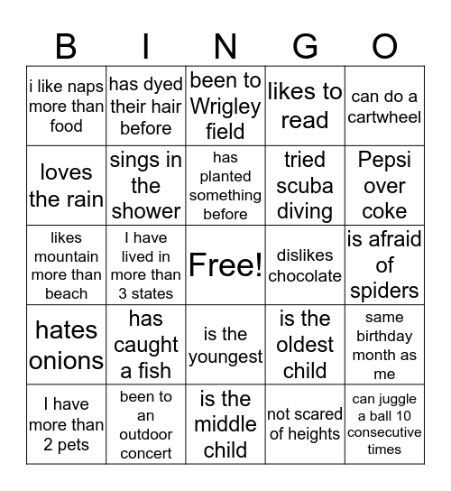 Hebron Youth Group Bingo Card