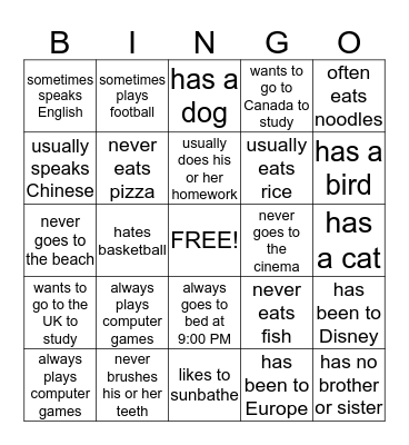 Find someone who Bingo Card