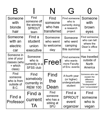 Sprout 2019 Bingo Card