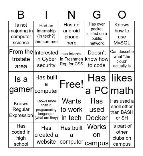 CSS Human Bingo Card