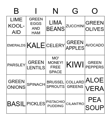 ALL THINGS GREEN Bingo Card