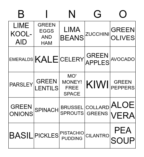 ALL THINGS GREEN Bingo Card