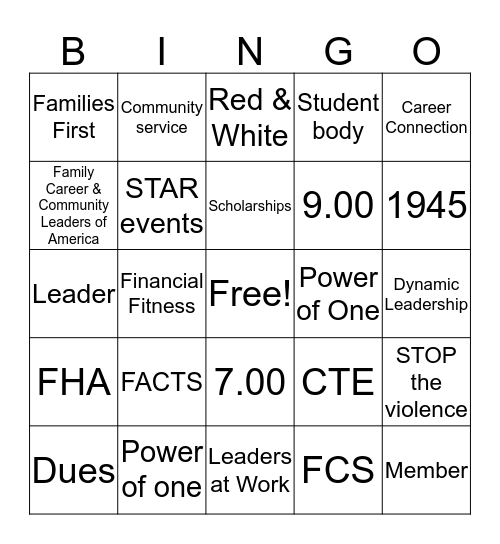 Angelica F. Bingo Card