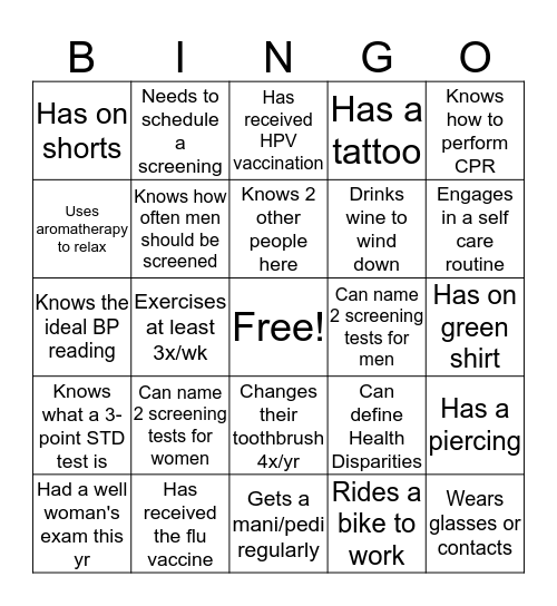 Primary Care Bingo! Bingo Card
