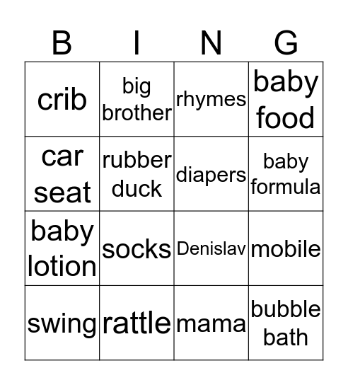Baby Shower Bingo! Bingo Card