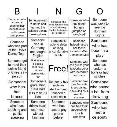 Unitea Host Bingo Card