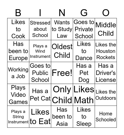 Confirmation Bingo Card