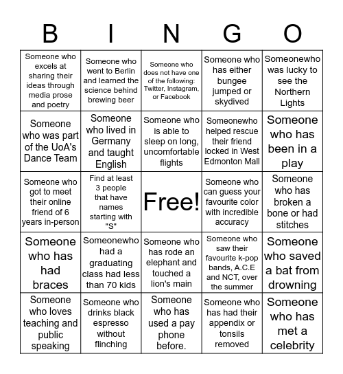 Unitea Host Bingo Card