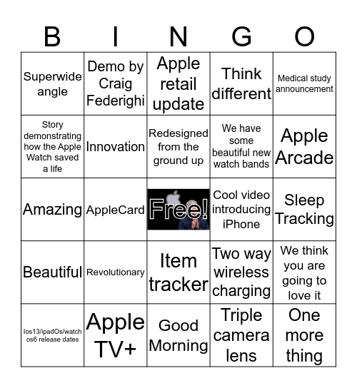 Special Event Bingo Card