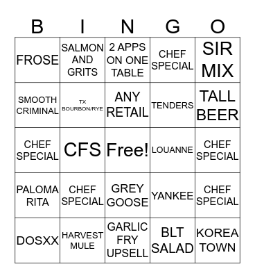 WB BINGO Card