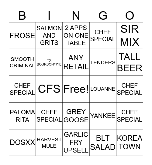 WB BINGO Card