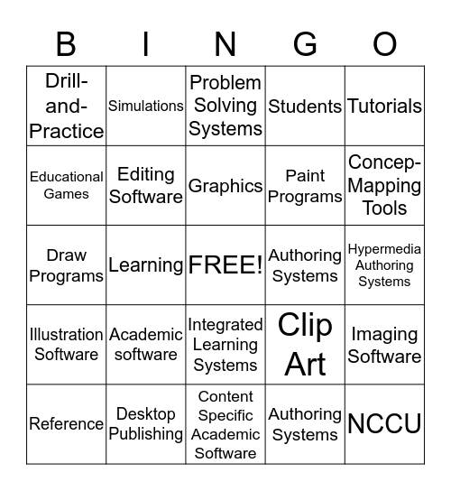 Academic Software Bingo Card