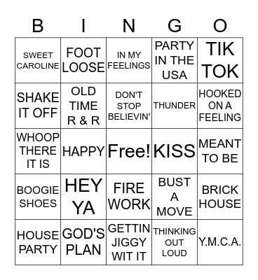 MUSIC BINGO Card