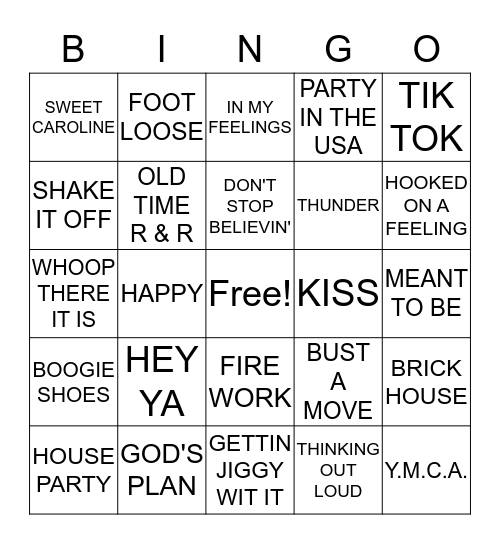 MUSIC BINGO Card