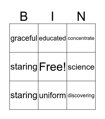 Vocabulary Bingo Card