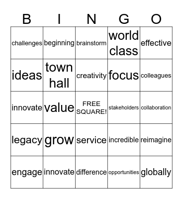 Words at Work Bingo Card