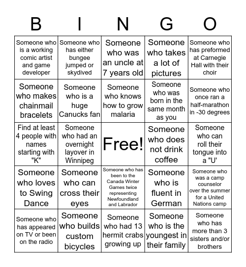 Unitea Host Bingo  Bingo Card