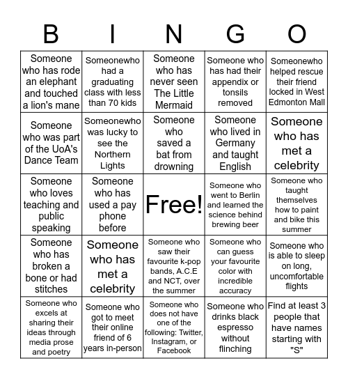Unitea Host Bingo Card