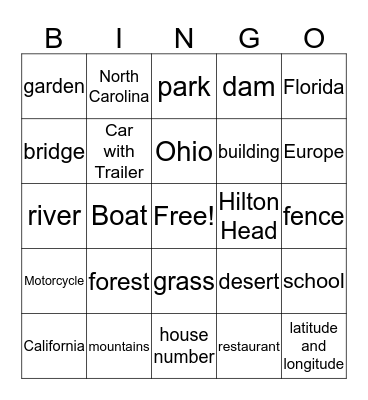 Five Themes of Geography Bingo Card