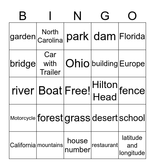 Five Themes of Geography Bingo Card