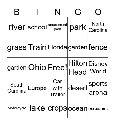 Five Themes of Geography Bingo Card