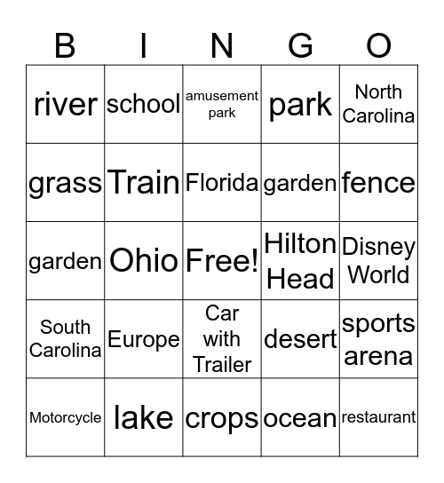 Five Themes of Geography Bingo Card