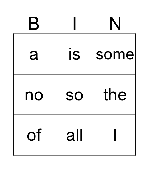 CKLA U1 L3-11 Bingo Card