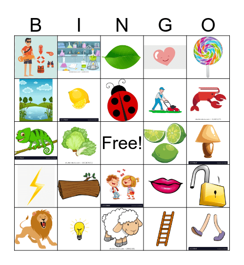 Initial L  Bingo Card