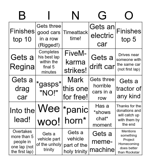 FiveM Random All Bingo Card