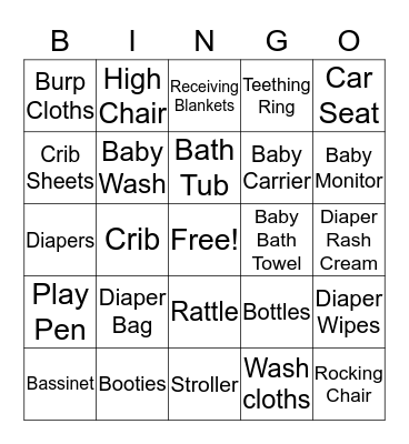 Baby Bingo Card