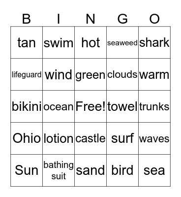 Beachy Bingo Card