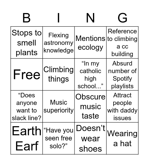 Charlie Bingo Card