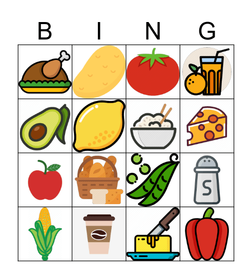 FOOD Bingo Card