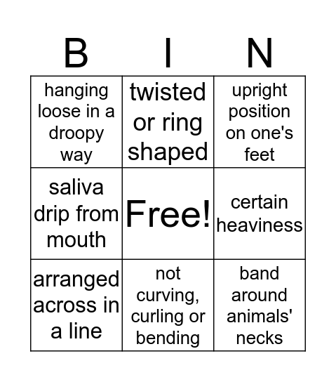 U1L1Vocabulary Bingo Card