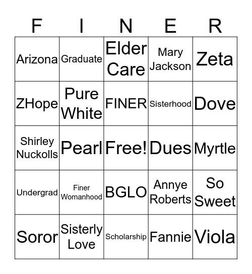 ZOZ Bingo! Bingo Card