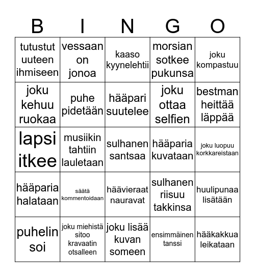 Hääbingo Card