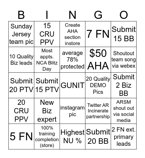 G U N I T  Bingo Card