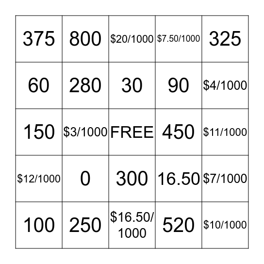 Stair Step Bingo! Bingo Card