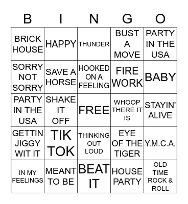 MUSIC BINGO Card